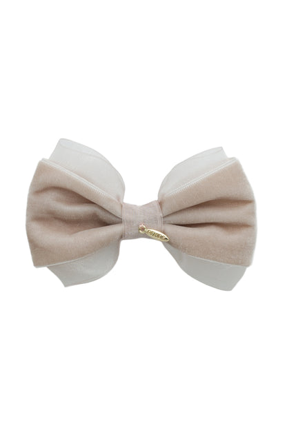 Demi Velvet Bow Clip - Taupe