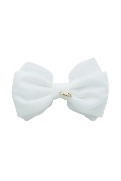 Demi Velvet Bow Clip - White