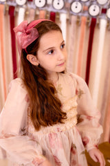 Belle Organza Fringe Headband - Pink Salmon (Handmade in the USA!)