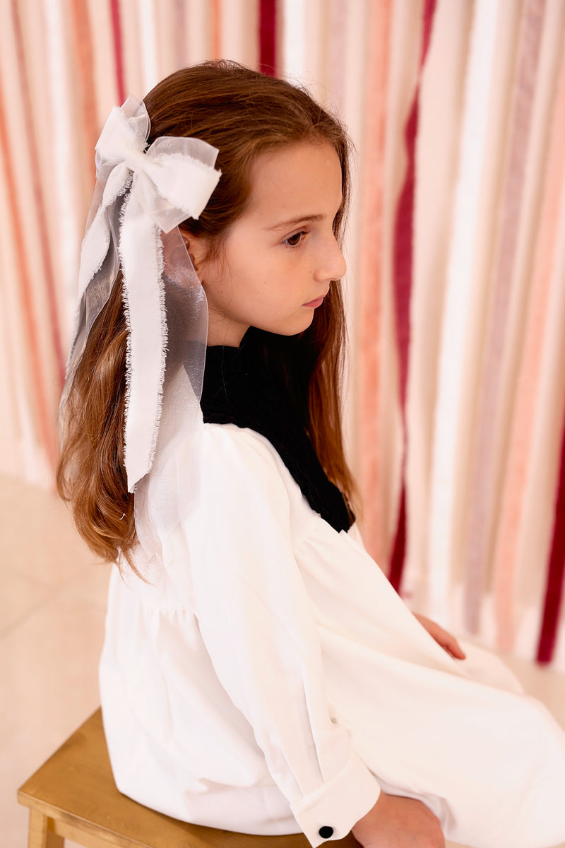 Primrose Princess Long Tail Bow Clip - Mushroom Taupe (Handmade in the USA!)