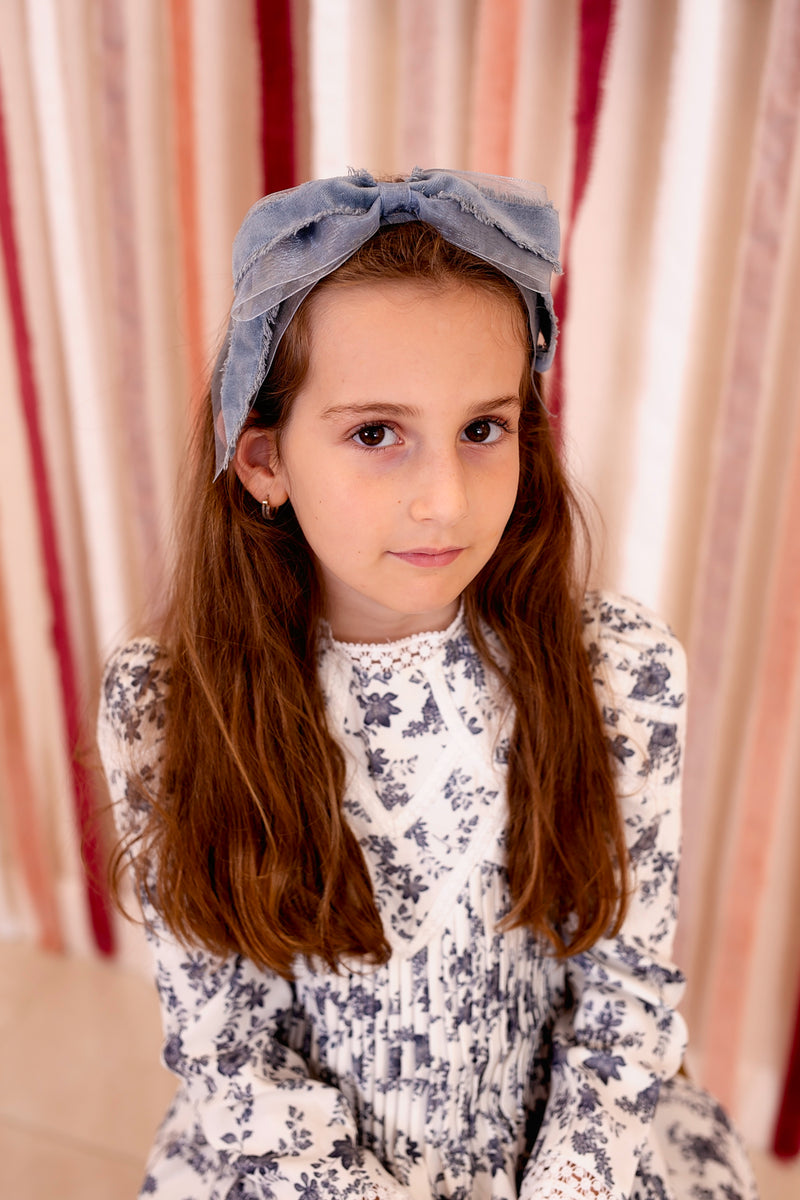 Primrose Bow Headband - Antique Blue (Handmade in the USA!)