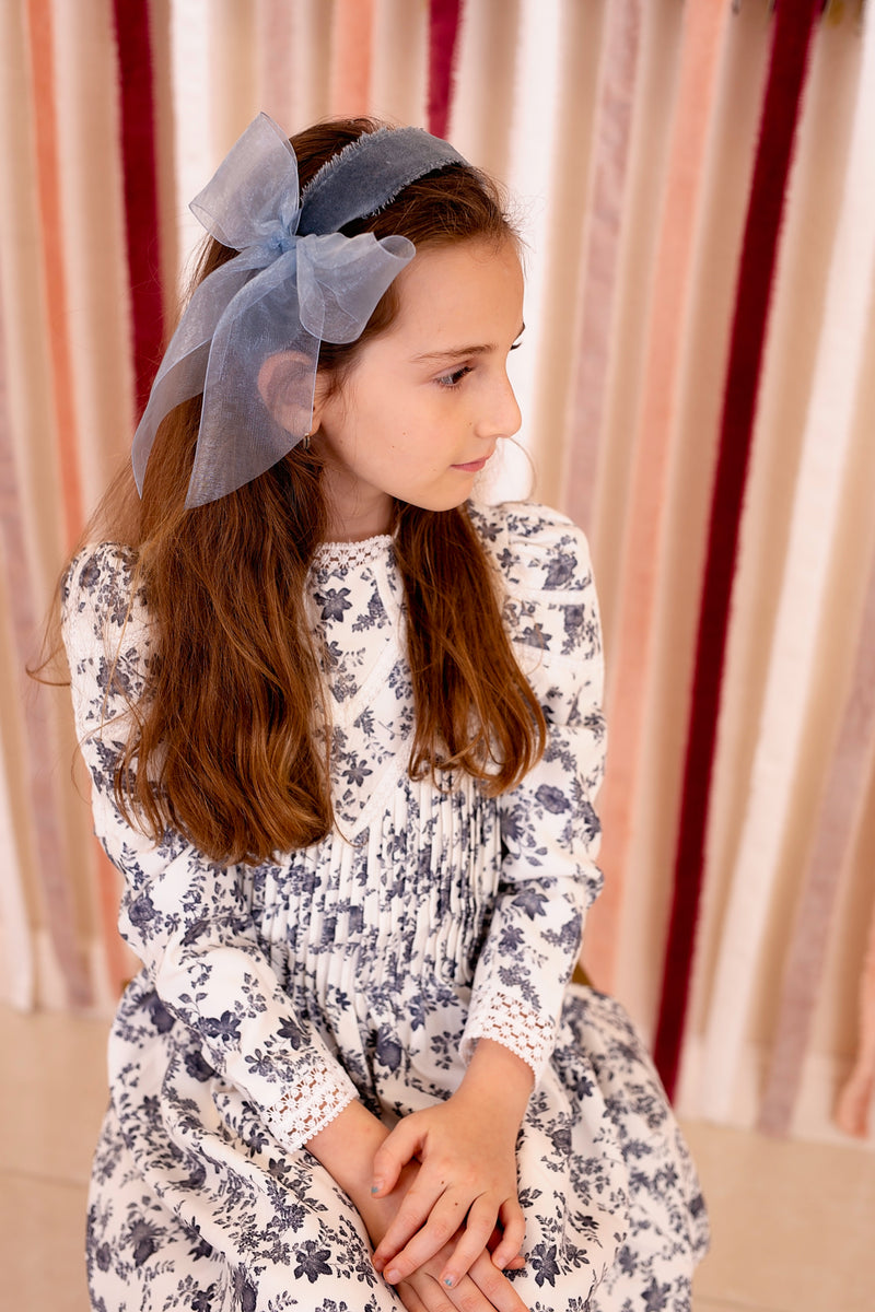 Belle Organza Headband - Antique Blue (Handmade in the USA!)