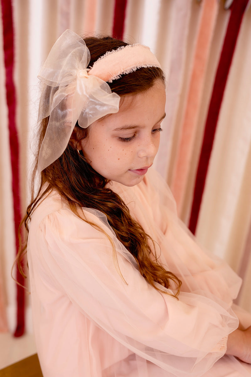 Belle Organza Fringe Headband - White (Handmade in the USA!)