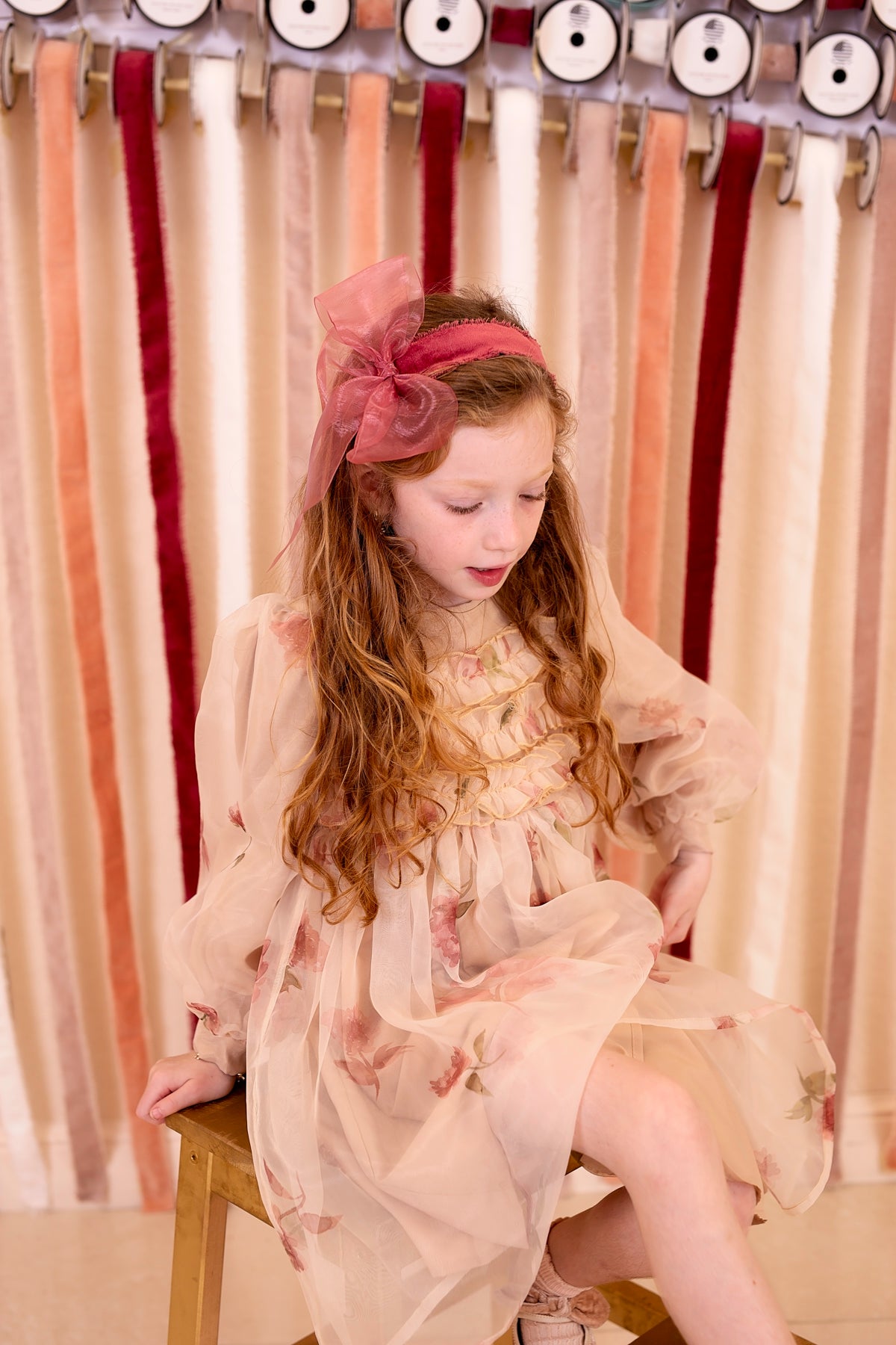 Belle Organza Fringe Headband - Cranberry (Handmade in the USA!)