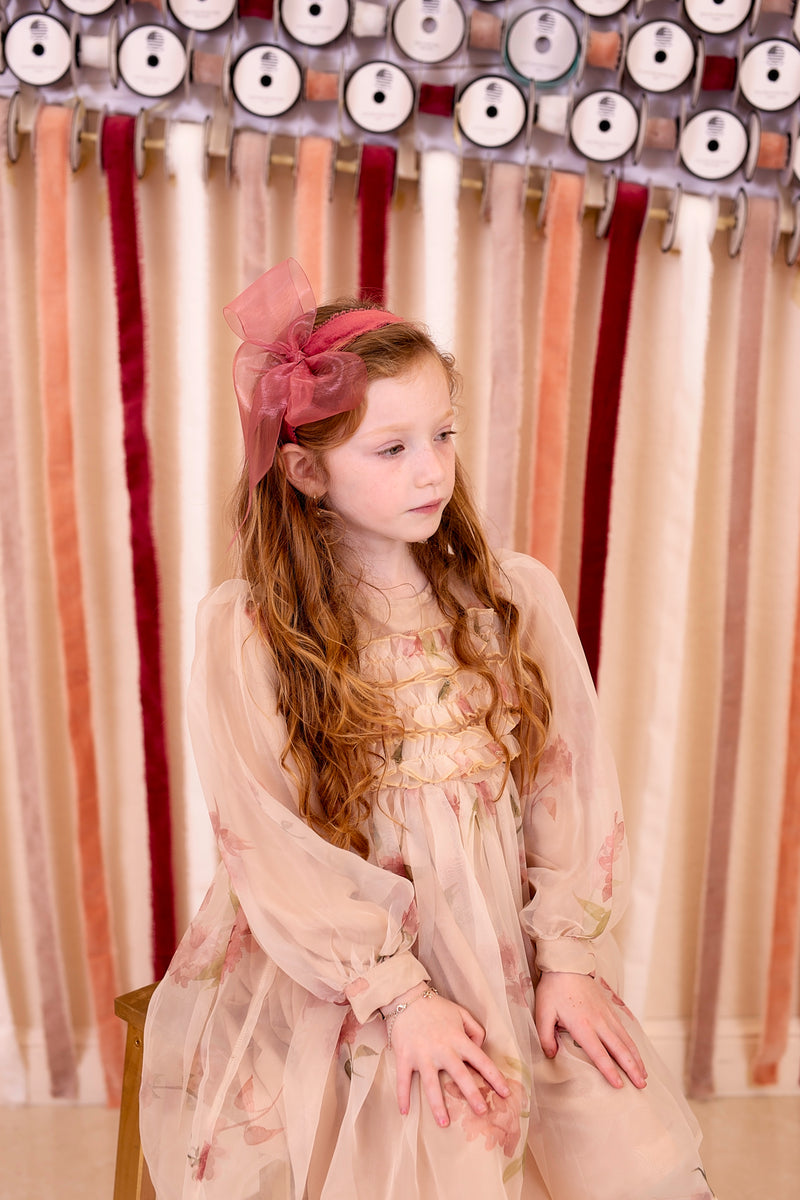 Belle Organza Fringe Headband - Pink Salmon (Handmade in the USA!)