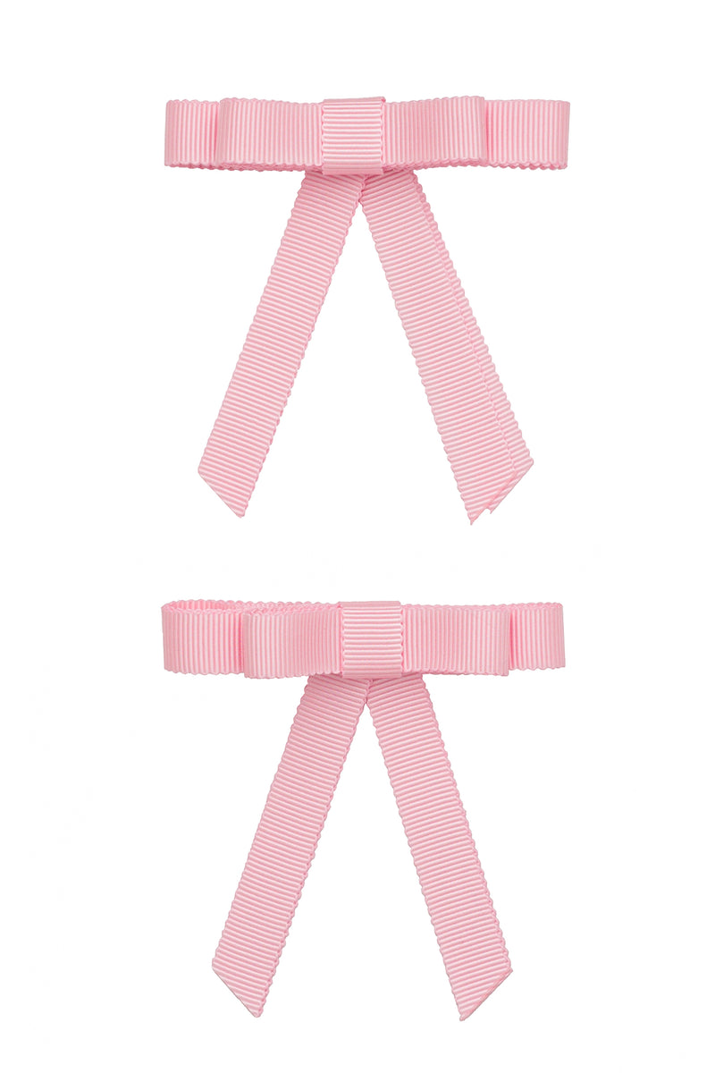 Grosgrain Bow Clip Set (2) - Light Pink