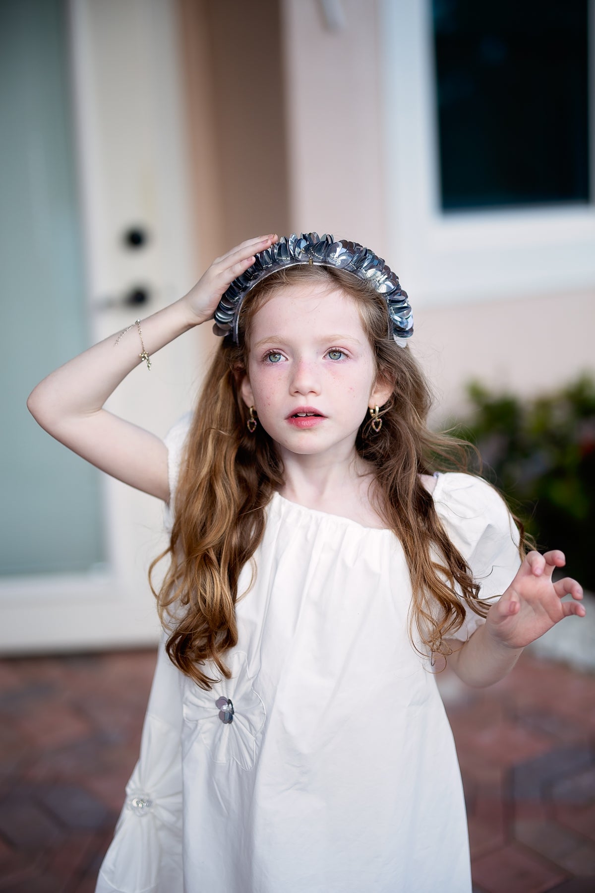 Sequin Blooms Headband - Silver