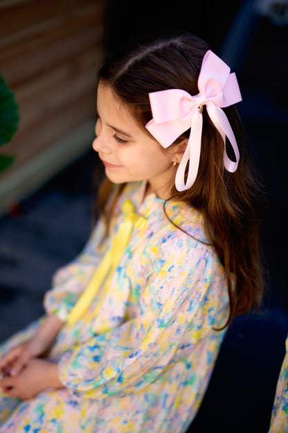 Noa Bow Clip - Powder Pink