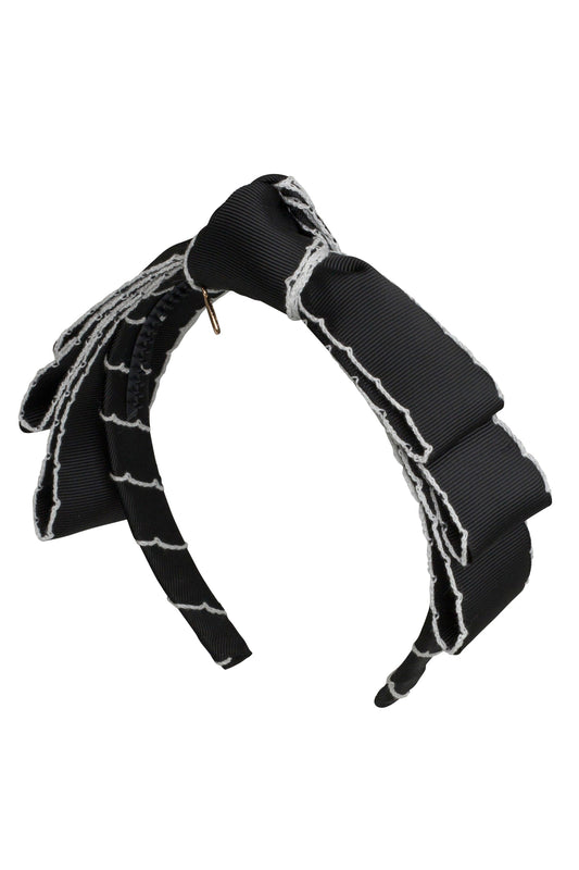 Knotted Heather Moonstitch Headband - Black