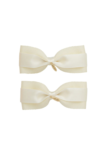 Layla Duo Bow Clip Set of 2 - Ivory