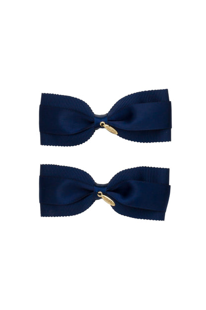 Layla Duo Bow Clip Set of 2 - Navy