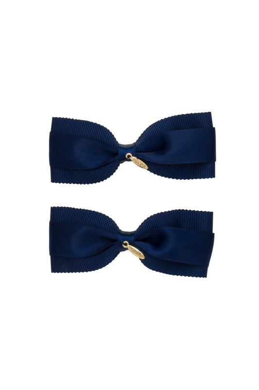 Layla Duo Bow Clip Set of 2 - Navy