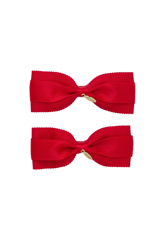 Layla Duo Bow Clip Set of 2 - Red
