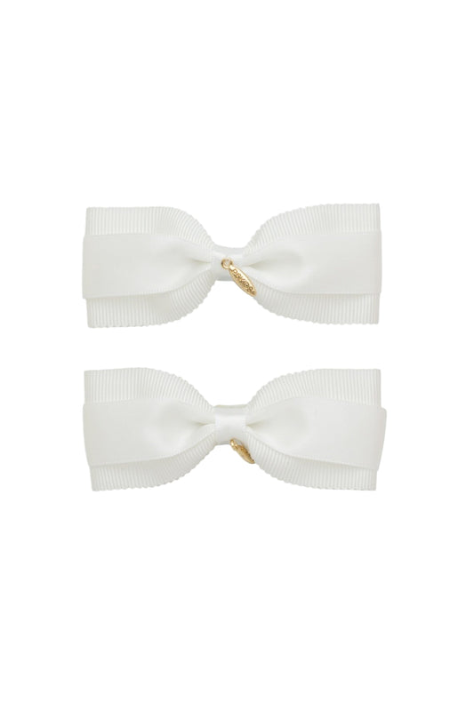 Layla Duo Bow Clip Set of 2 - White
