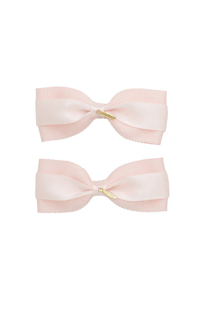 Layla Duo Bow Clip Set of 2 - Palest Pink