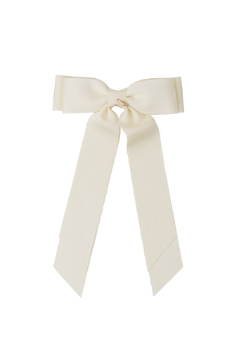 Madeline Petersham Long Tail Bow Clip - Ivory
