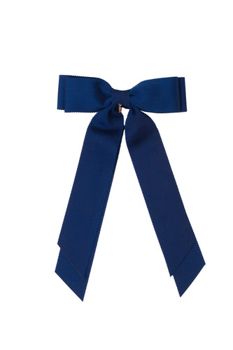 Madeline Petersham Long Tail Bow Clip - Navy