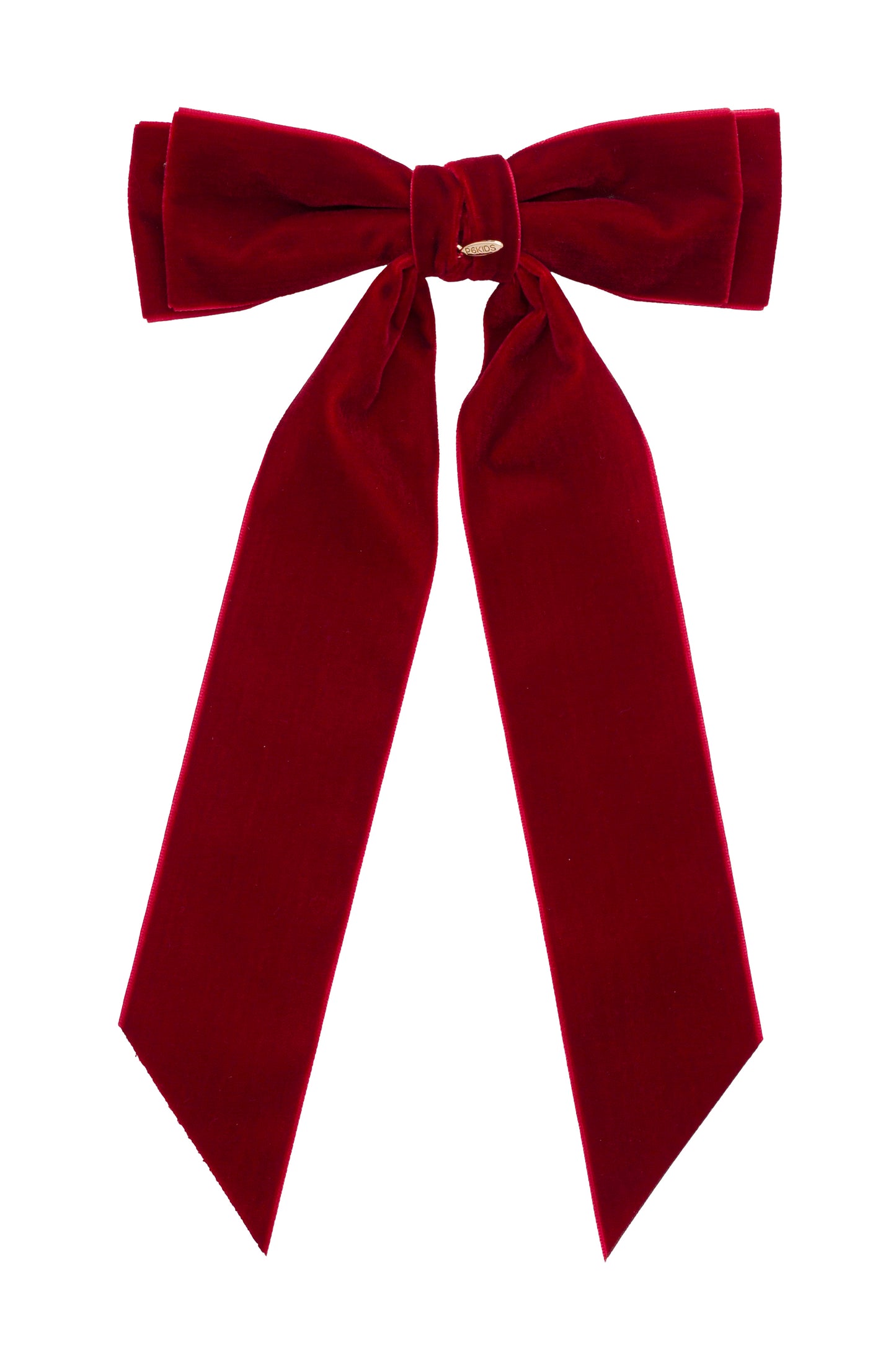 Madeline Velvet Long Tail Bow Clip - Dark Red
