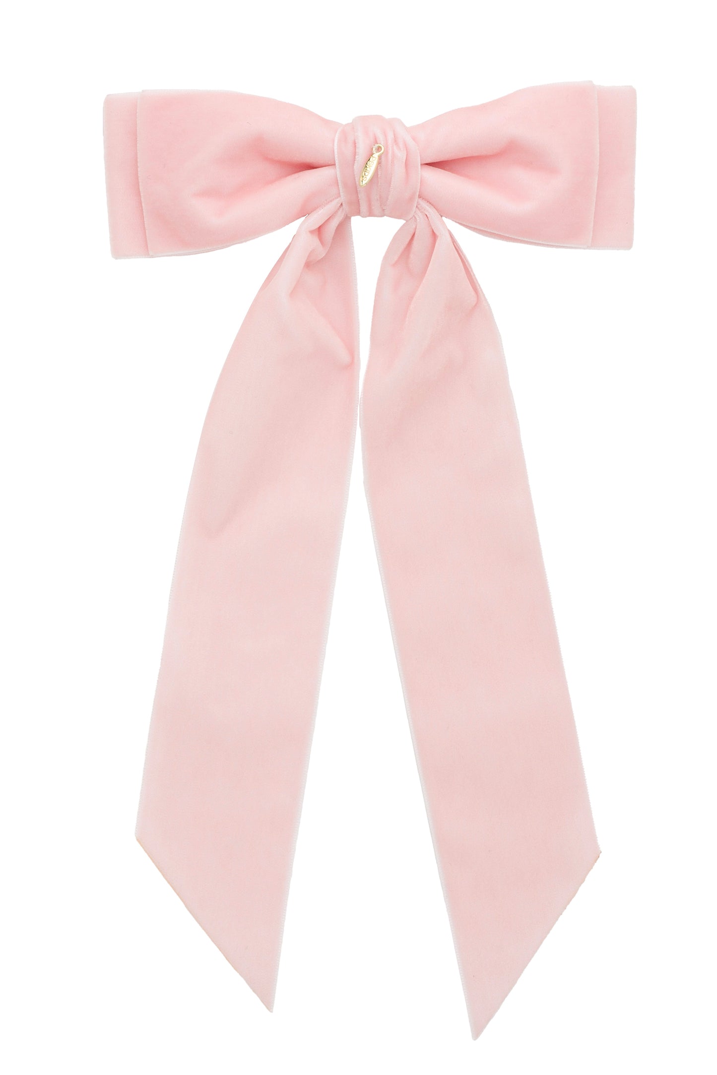 Madeline Velvet Long Tail Bow Clip - Light Pink (Handmade in the USA!)