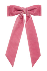 Madeline Velvet Long Tail Bow Clip - Rose (Handmade in the USA!)