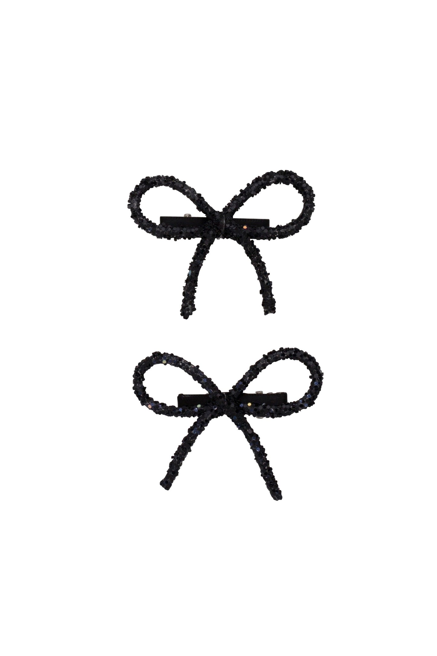 Mini Glitter Bows Clip Set of 2 - Black