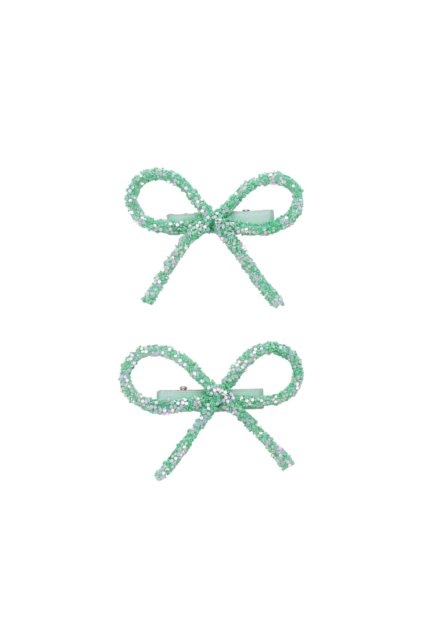 Mini Glitter Bows Clip Set of 2 - Light Turquoise