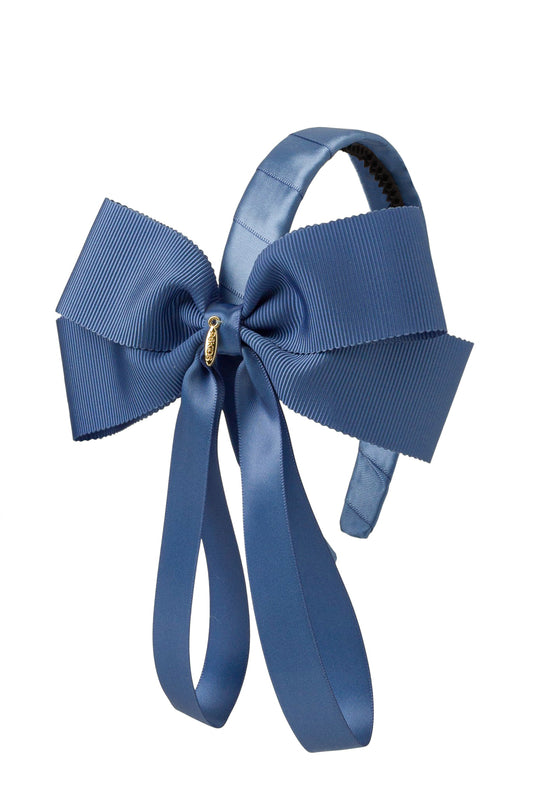 Noa Bow Headband - Smoke Blue