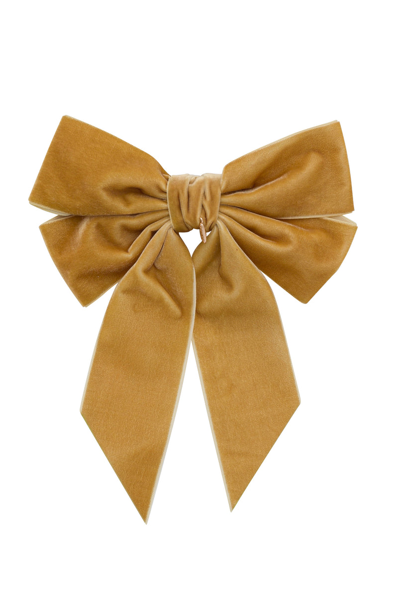 Oversized Bow Velvet Clip - Golden (Handmade in the USA!)