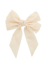 Oversized Bow Velvet Clip - Ivory (Handmade in the USA!)