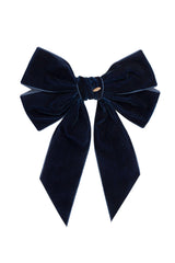 Oversized Bow Velvet Clip - Navy (Handmade in the USA!)