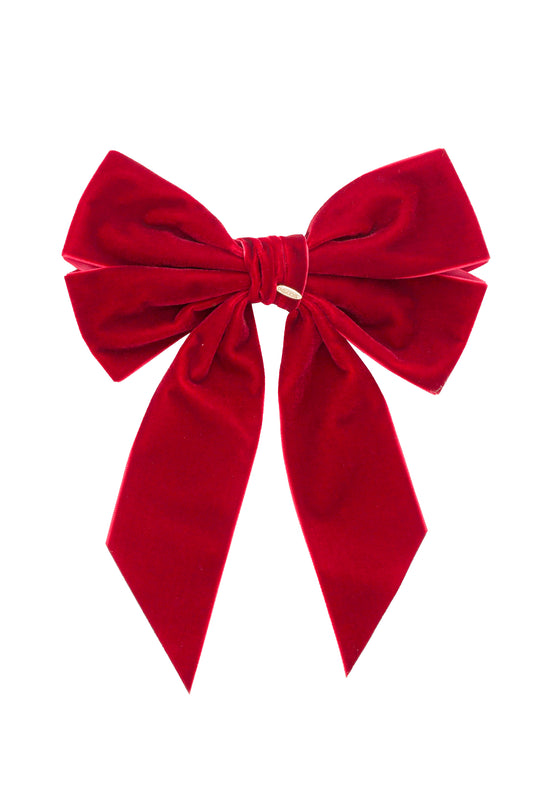 Oversized Bow Velvet Clip - Dark Red (Handmade in the USA!)