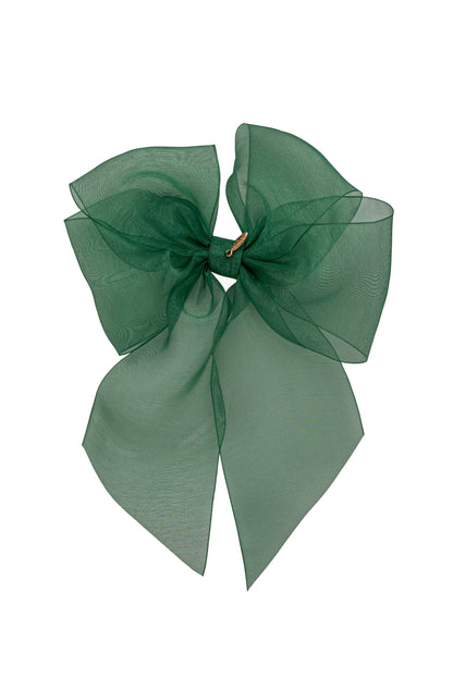 Oversized Organza Bow Clip  - Forest Green (Handmade in the USA!) (Copy)