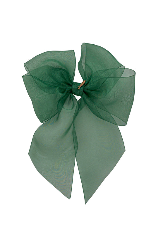 Oversized Organza Bow Clip  - Forest Green (Handmade in the USA!) (Copy)