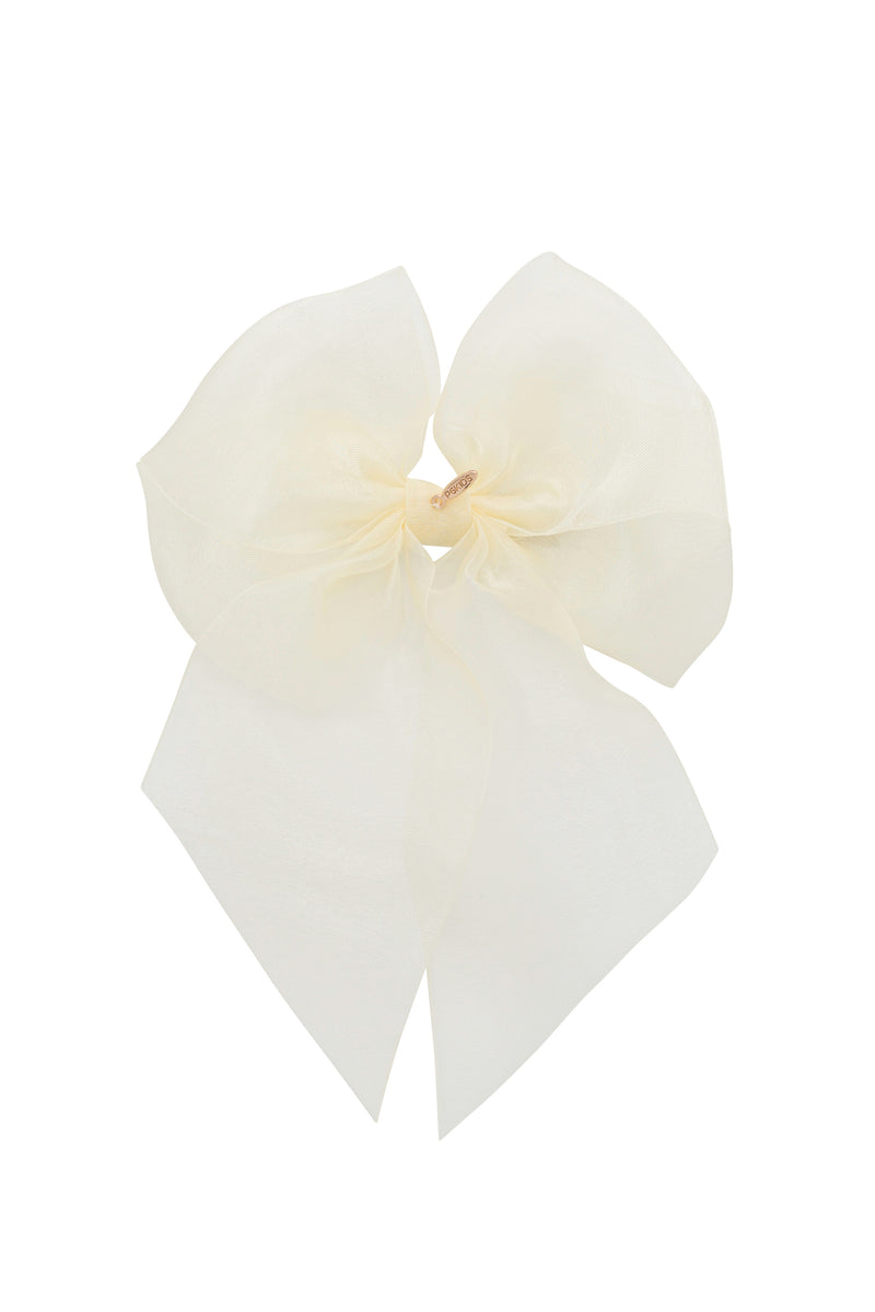 Oversized Organza Bow Clip  - Ivory (Handmade in the USA!)