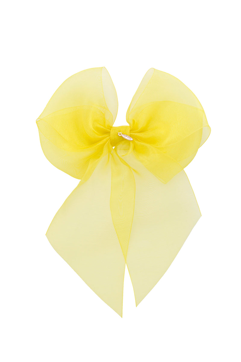 Oversized Organza Bow Clip  - Lemon (Handmade in the USA!)