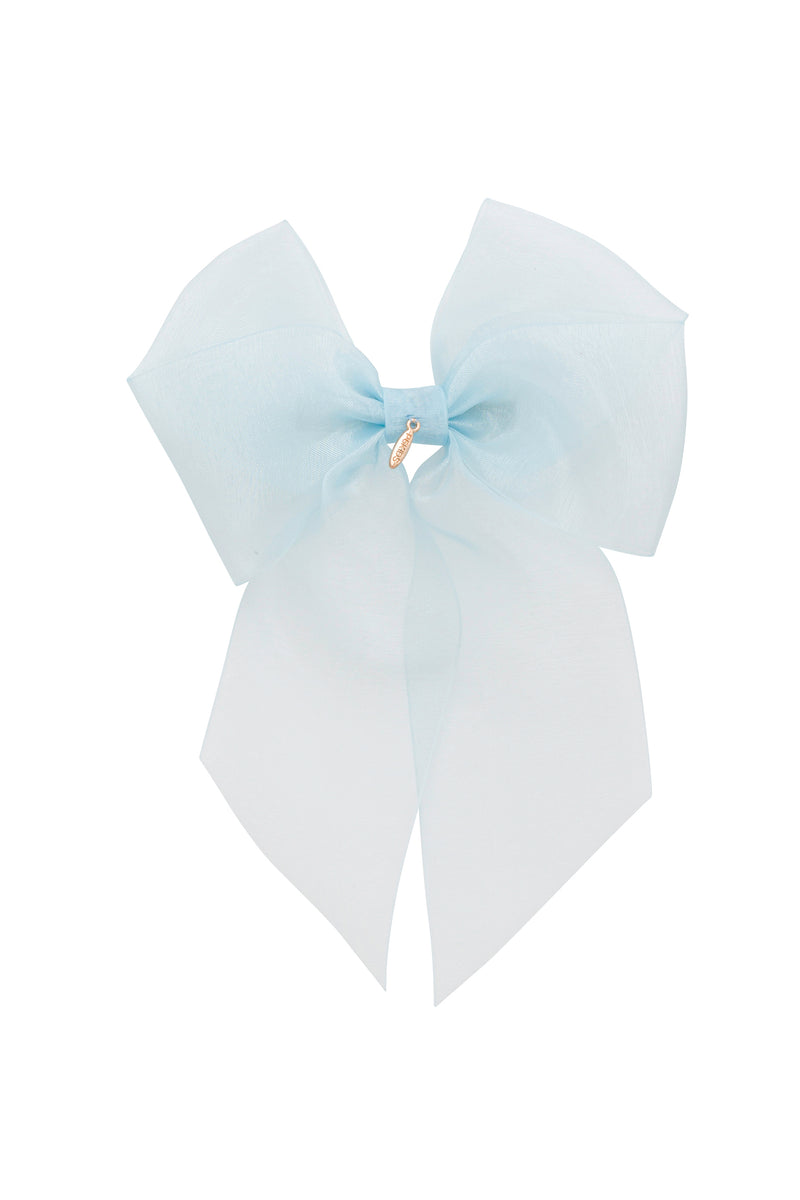 Oversized Organza Bow Clip  - Light Blue (Handmade in the USA!)