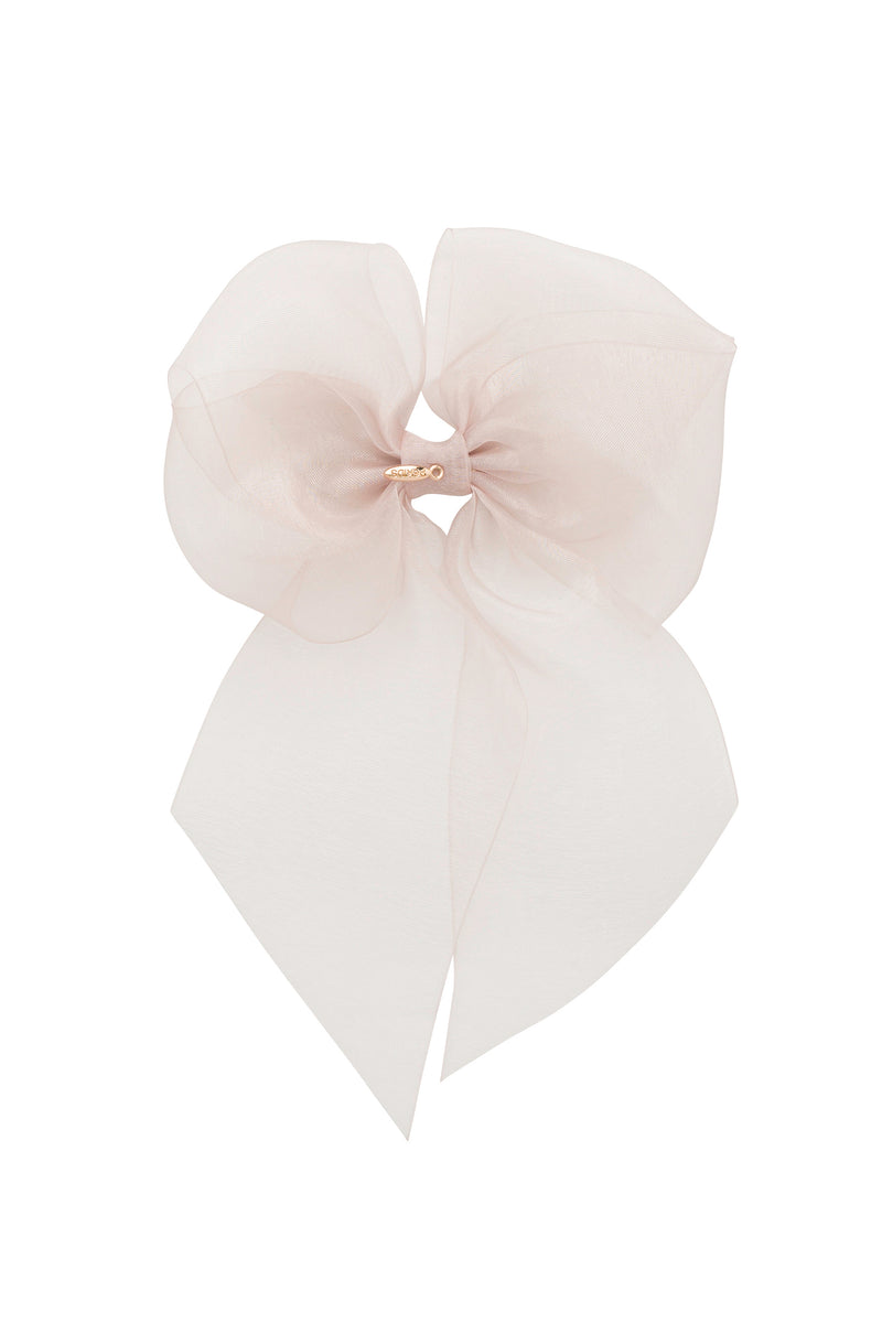 Oversized Organza Bow Clip  - Vanilla (Handmade in the USA!)