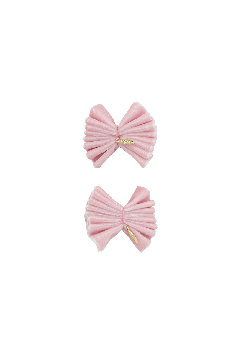 Velvet Pleated Butterfy Bow Clip Set - Dusty Rose