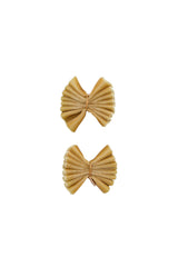 Velvet Pleated Butterfy Bow Clip Set - Golden