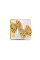 Velvet Pleated Butterfy Bow Clip Set - Golden