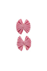 Velvet Pleated Butterfy Bow Clip Set - Rose