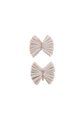 Velvet Pleated Butterfy Bow Clip Set - Taupe