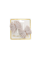 Velvet Pleated Butterfy Bow Clip Set - Taupe