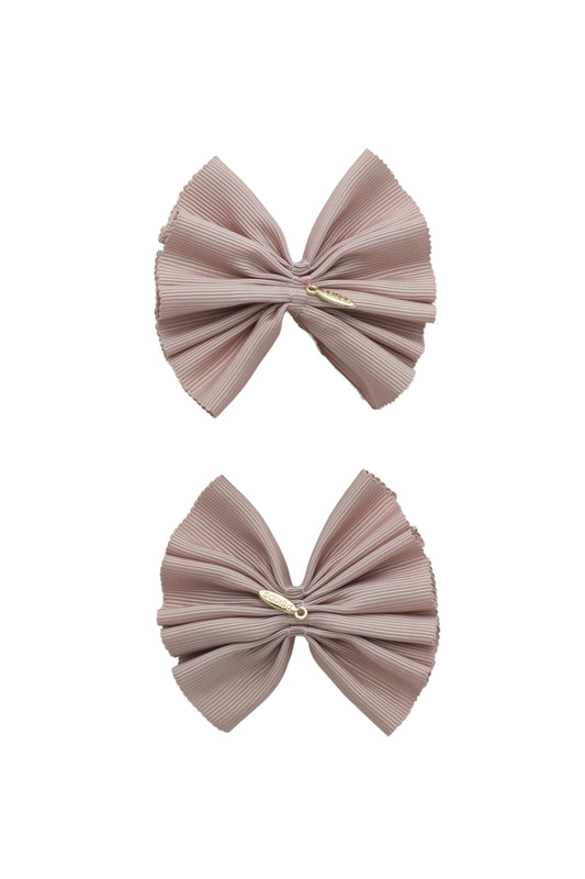 Pleated Palm Piggies Clip Set - Taupe Khaki