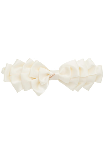 Pleated Ribbon Satin Wrap - Ivory