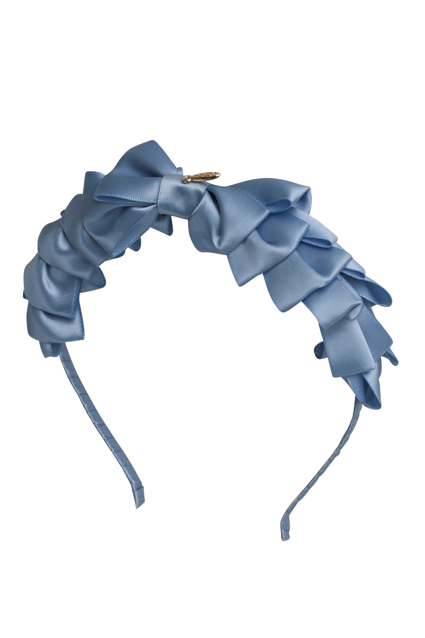 Pleated Ribbon Satin Headband - French Blue