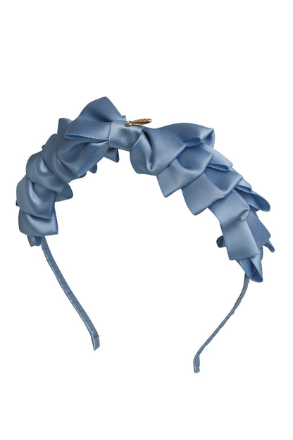 Pleated Ribbon Satin Headband - French Blue