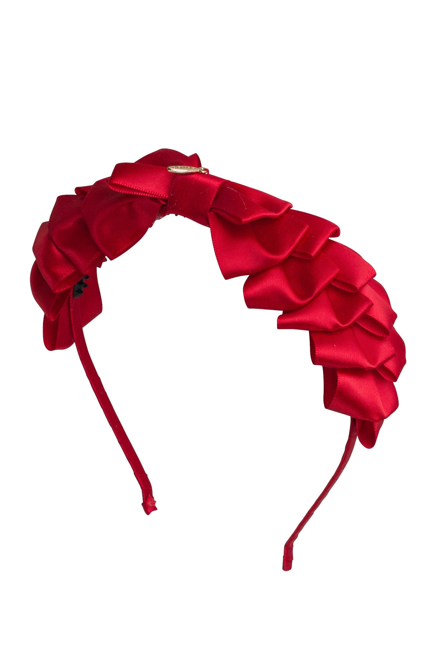 Pleated Ribbon Satin Headband - Red