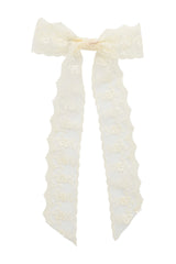 Princess Lace Long Bow Clip - Ivory