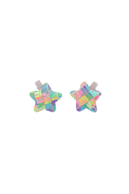 Sequinned Star Clip Set - Rainbow